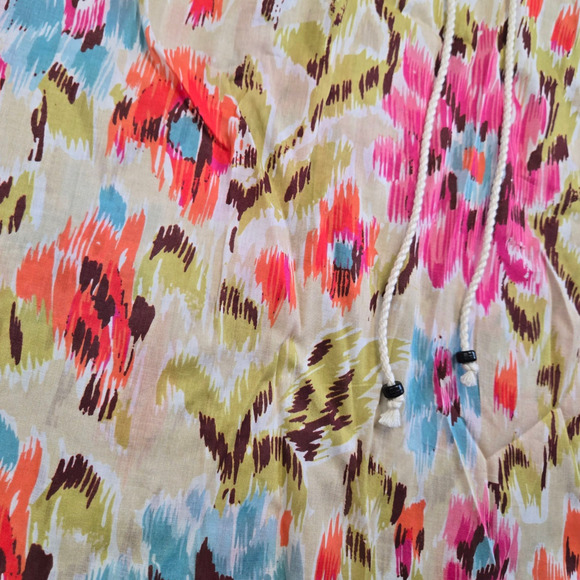 House of Harlow Pink Floral Zoey Khaki Floral Ruffle Sleeve Blouse Size Large - Picture 7 of 13